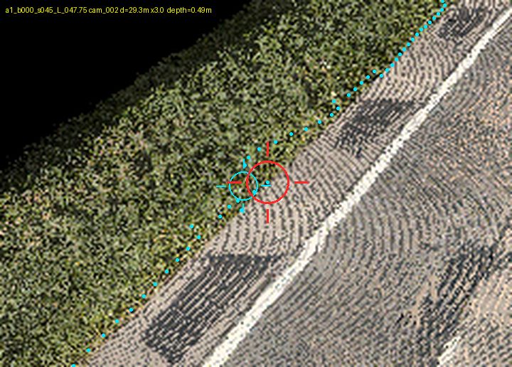 RGB perspective zoom (red = candidate, cyan = detected edge)