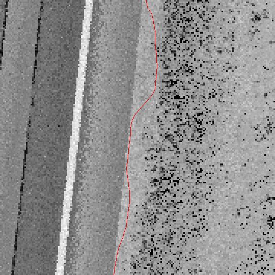 intensity raster + detected edge