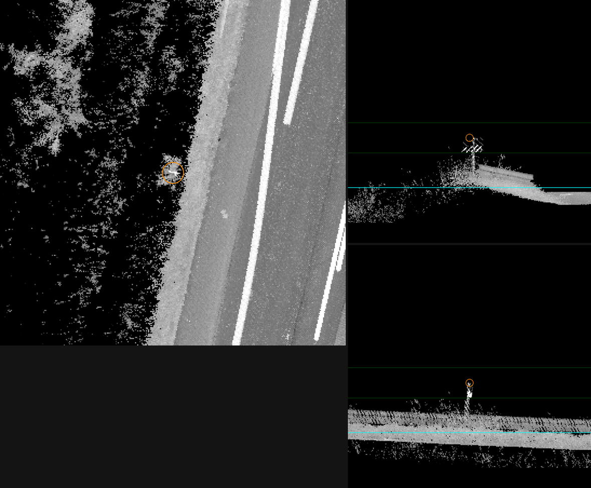 A delineator post confirmed on previously unexamined road