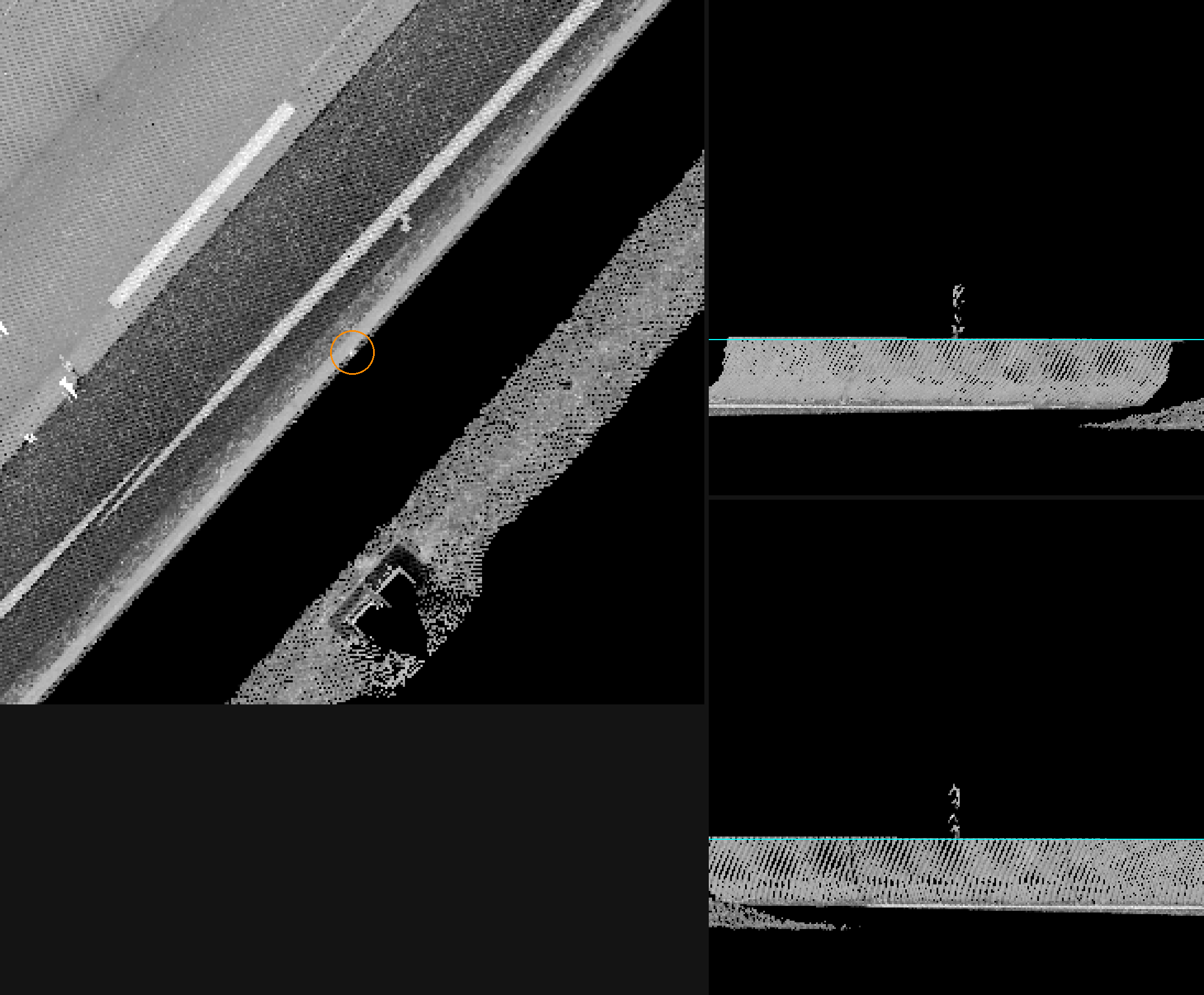 full post beside a wall, overturned from vegetation